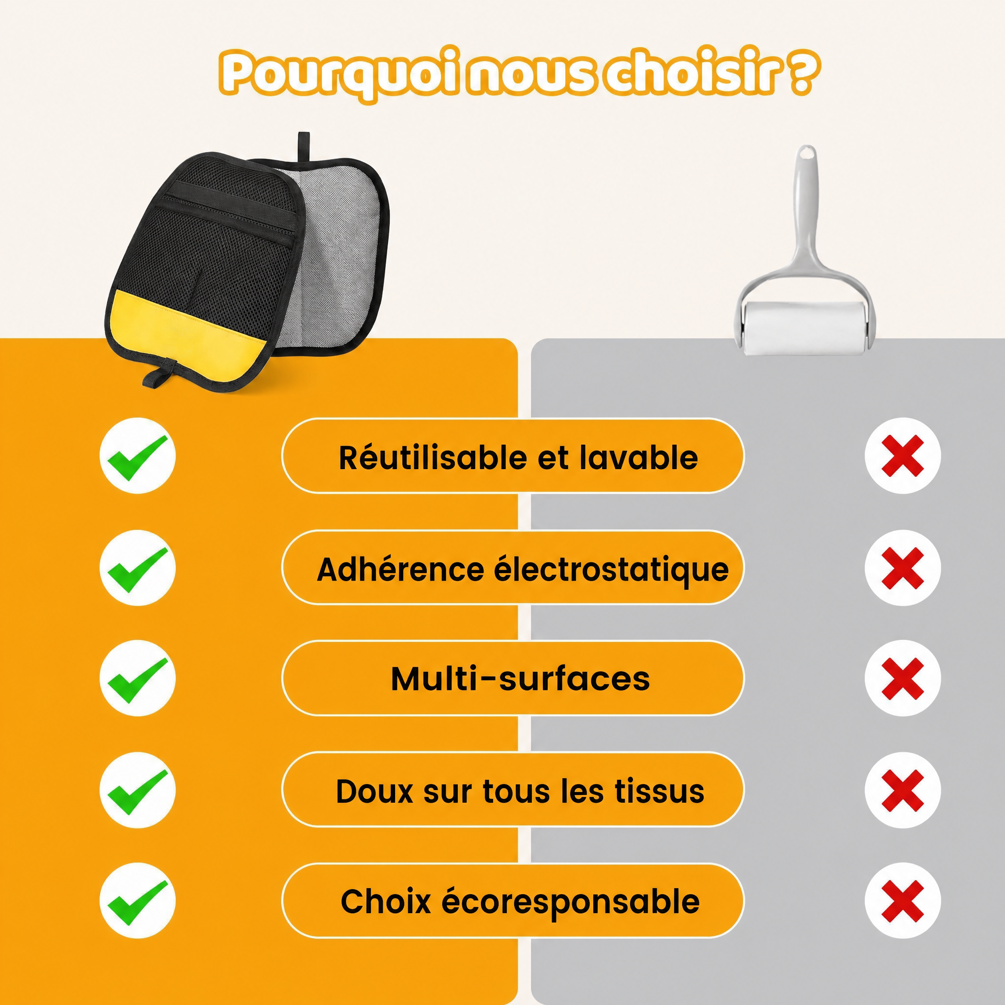 Gant de toilettage anti-poils pour chien et chat