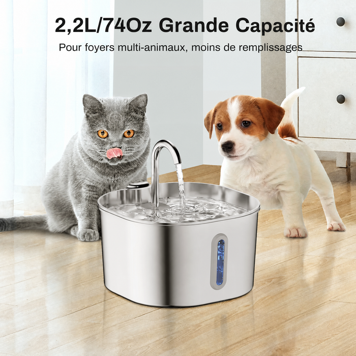 Fontaine à Eau Inox 2,2 L pour Chat & Chien — capacite 2,2 L