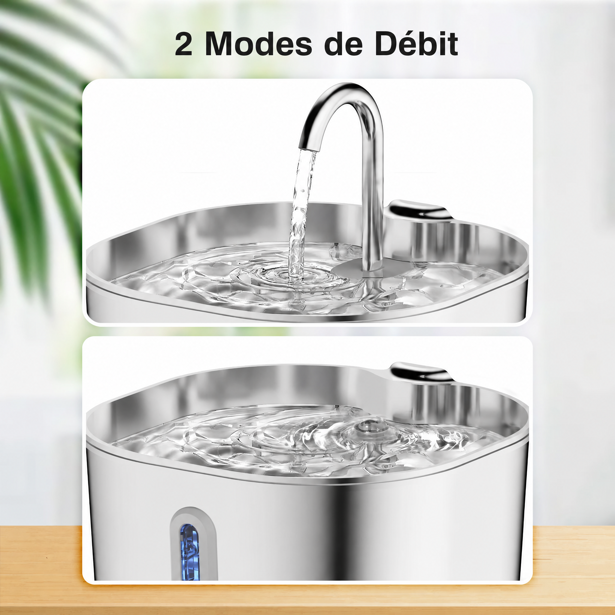 Fontaine à Eau Inox 2,2 L pour Chat & Chien — 2 modes de debit