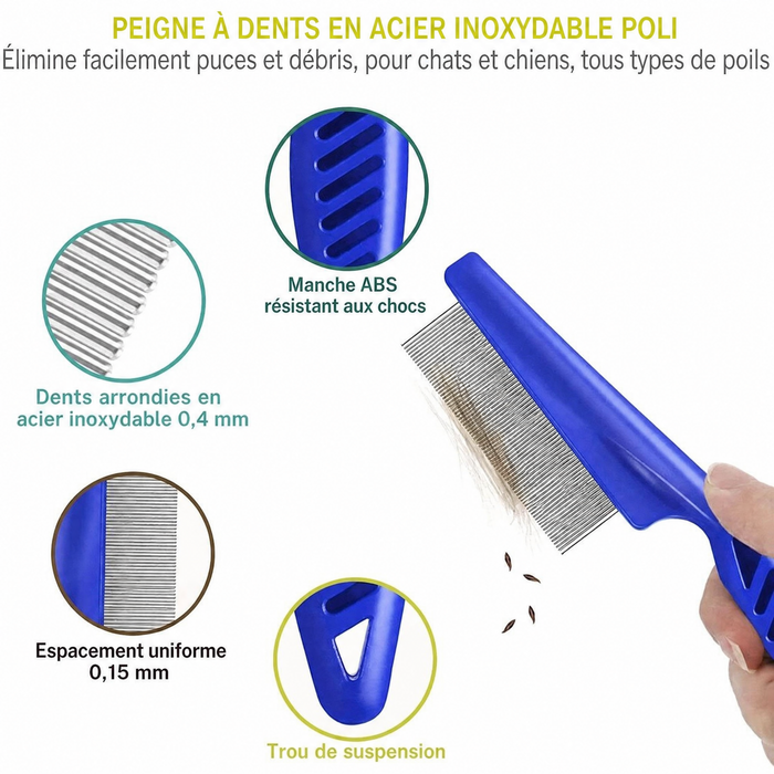 Lot de 4 peignes anti-puces en acier inoxydable — visuel 3