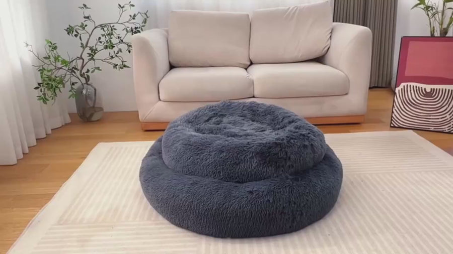 Démonstration — Lit donut moelleux pour chien et chat
