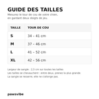 Guide des tailles : tour de cou de 34 a 56 cm selon la taille