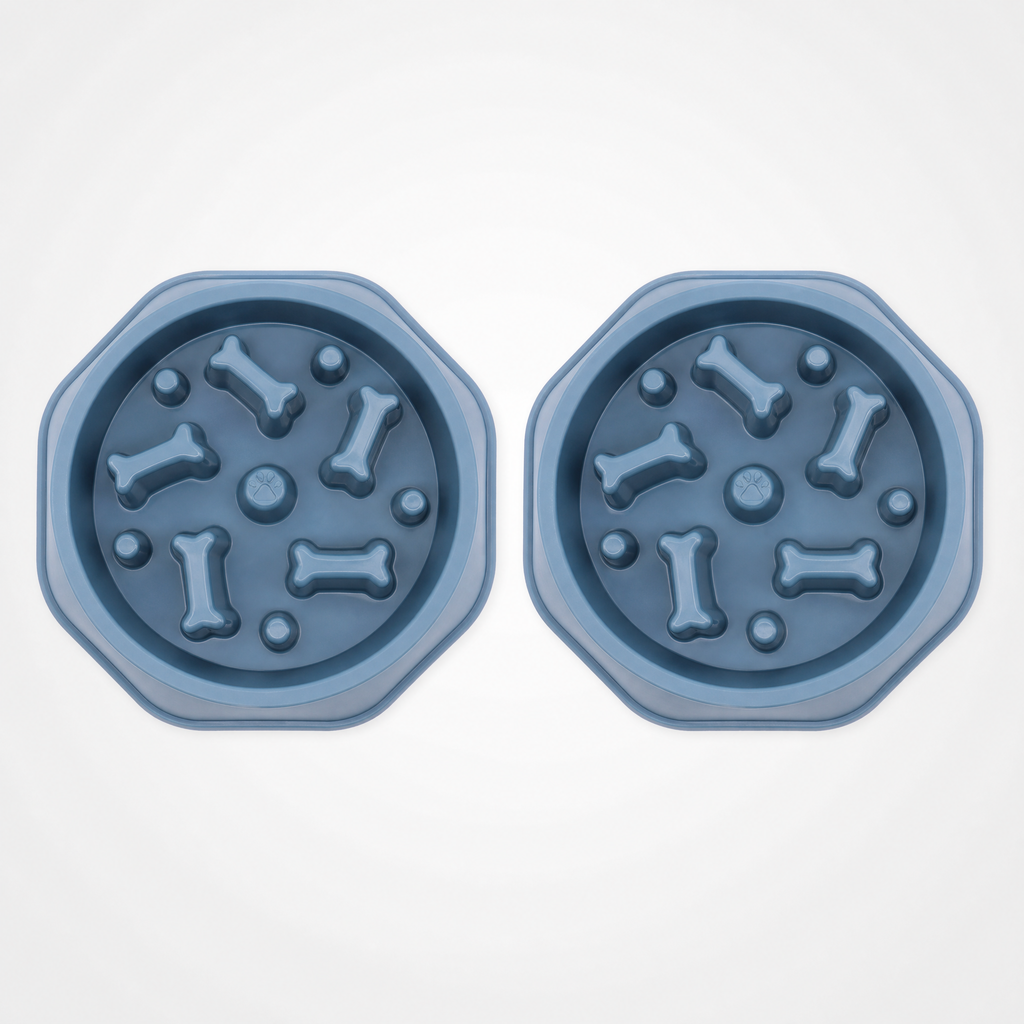 Lot de 2 gamelles anti-glouton bleu clair