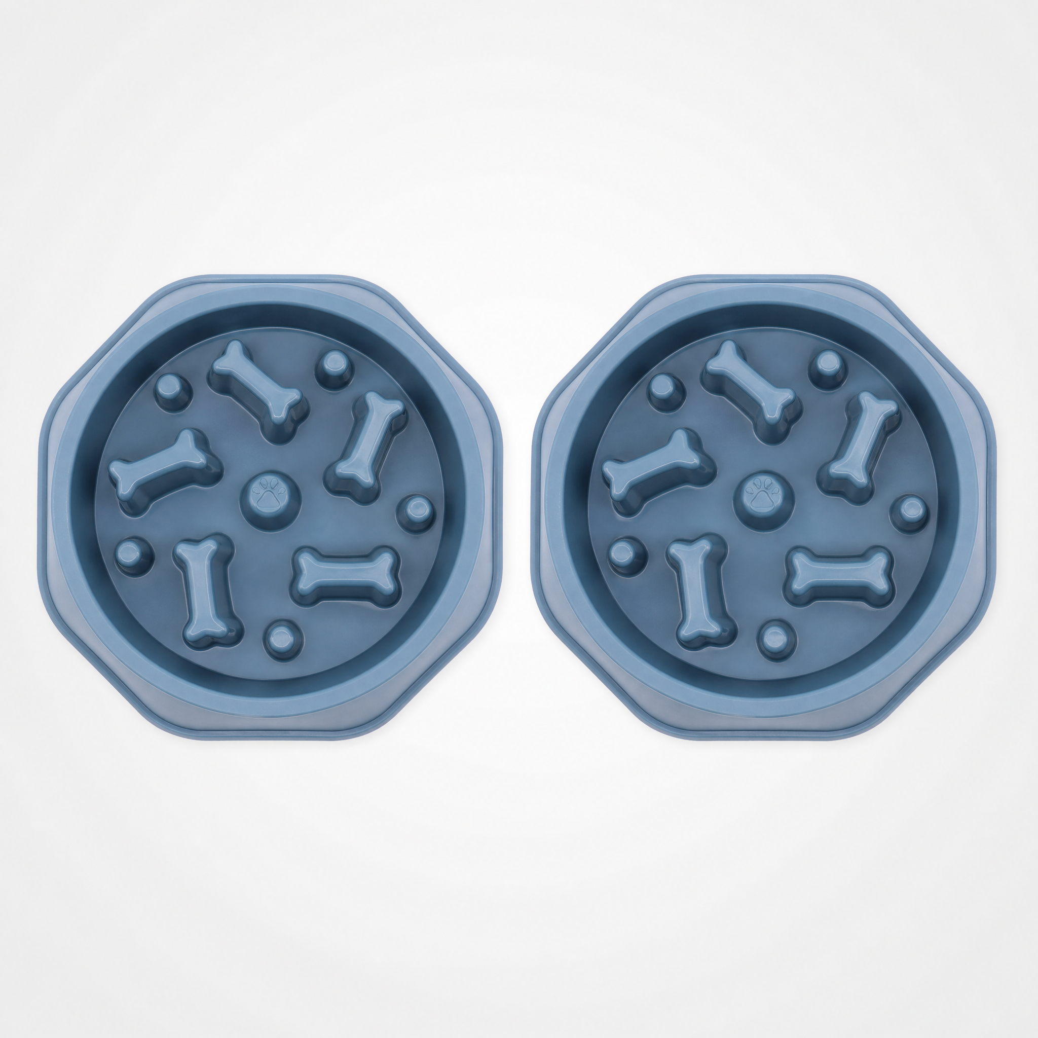 Lot de 2 gamelles anti-glouton bleu clair