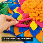 Détail des pétales en feutrine et des cachettes à croquettes