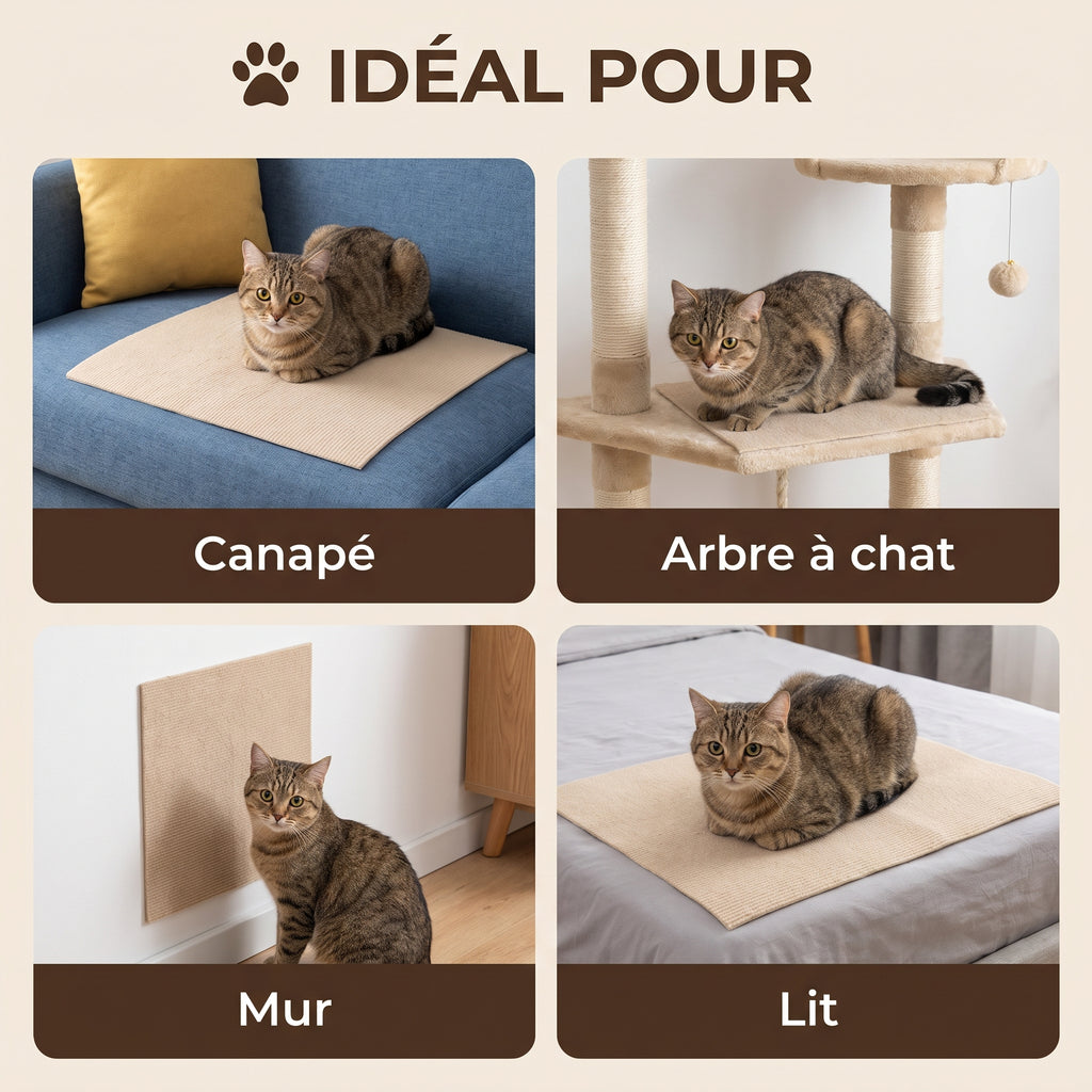 Idéal pour : canapé, arbre à chat, mur, lit